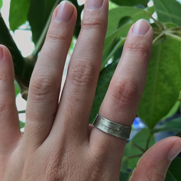 Handcrafted Silver 1948 Coin Ring | size 8.5 - Picture 4 of 9